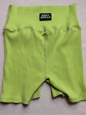 Daily Drills Lime Ribbed Biker Shorts